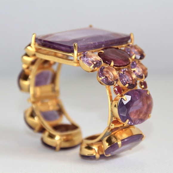Bounkit Jewelry - Bounkit Natural Amethyst, Natural Ruby Bracelet